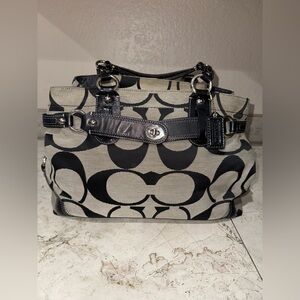 Coach Black and Tan Signature Satchel